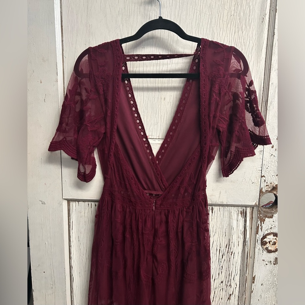 🌺🌺Maroon Lace Maxi Wide Leg Romper🌺🌺 - Picture 8 of 9